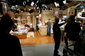­The camera crew prepares to shoot a scene of the hit sitcom &quot;Friends&quot; during one of their last shows in 2003.