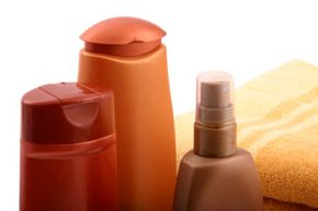 Bottles of cosmetics.