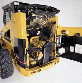 The engine compartment opens wide for easy maintenance access.