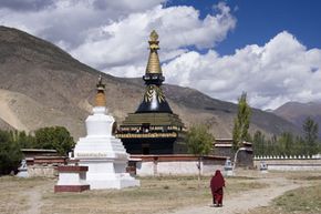 A Buddhist stupa on the grounds of the Samye Monastery in Tibet