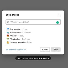 Setting status in Slack