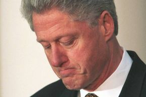 President Bill Clinton pauses as he apologizes to the U.S. on Dec. 11, 1998 for his conduct in the Monica Lewinsky affair.