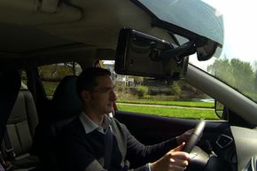 The Nissan Smart Mirror is unlikely to cause distraction to the driver, because it's displayed in an intuitive and familiar way.