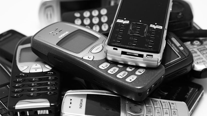 group of old cell phone and smartphones