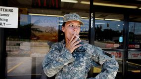 army woman smoking