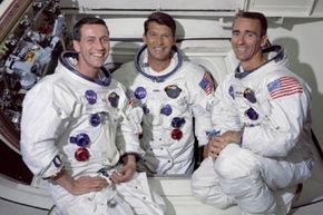 The sniffling, sneezing astronauts of the Apollo 7 mission: Donn Eisele, Walter Schirra and Walter Cunningham.