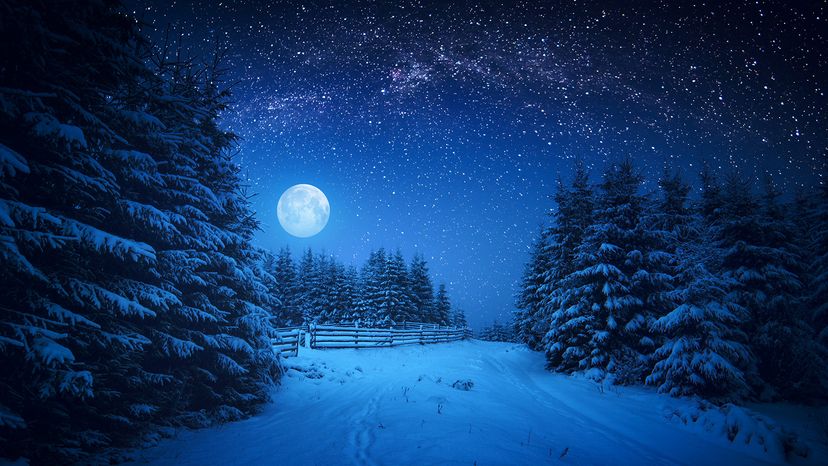 moon on snowy landscape