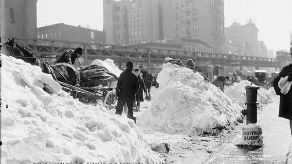 Cleaning the streets in a New York blizzard