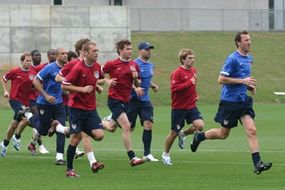 Members of the U.S. Men's National Soccer team during practice prior to the 2006 World Cup.