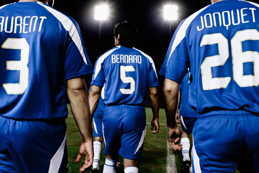 Soccer player wearing jersey