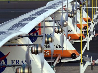 Helios getting ready for take off; close-up of propellers