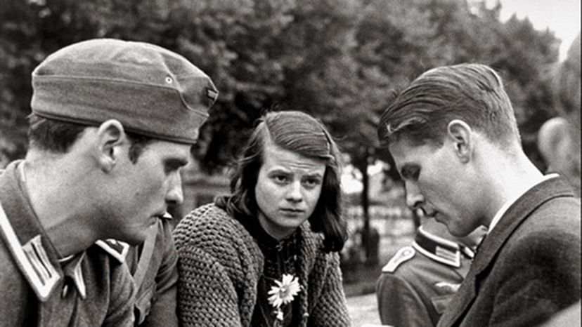 Hans Scholl, Sophie Scholl and their friend Christoph Probst
