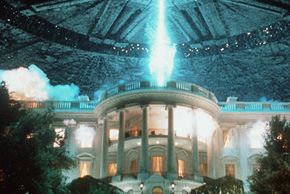 Special-effects artists built a miniature model of the White House to create this scene in the movie &quot;Independence Day&quot;. See more movie making pictures.