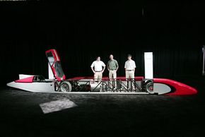 Members of the engineering team from Ohio State University with the Buckeye Bullet in Chicago in June 2005.