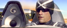 Matthew Fox as Racer X in his all-leather suit.