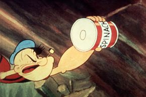 Popeye reaches for his trusty can of spinach. Is it really a good source of iron?“width=