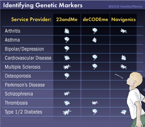 Genetic markers identified by genetic testing companies
