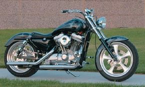 The Sportster has a 74-cubic-inchHarley-Davidson engine.See more chopper pictures.