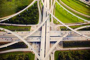 aerial roadways traffic Houston