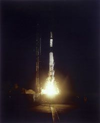 A launch failure results in the destruction of the Vanguard I satellite, which would have been the first U.S. satellite.