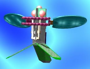 An artist's concept of the completed micromechanical flying insect being developed at Berkeley