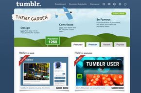 The Tumblr website offering different themes for blog customization.