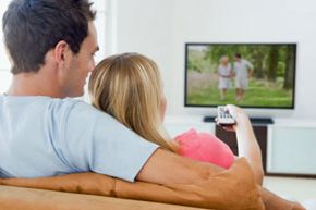 Couple watching television