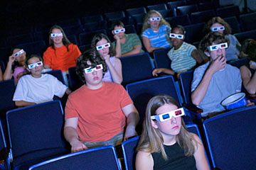 Boys and girls at a movie theater