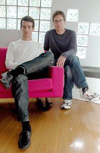 Jack Dorsey (left) and Biz Stone (right), co-founders of San Francisco-based Obvious, the 10-person startup behind the popular Twitter social messaging service. See more popular Web site pictures.