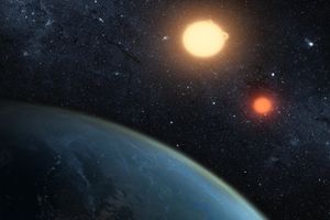 Rendering of earth with two suns