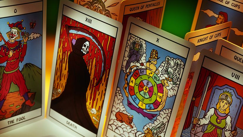 An assortment of Tarot cards