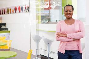 woman with ice cream shop