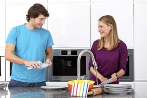 couple doing dishes