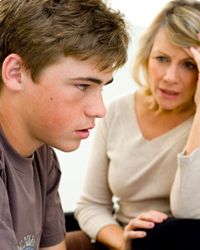 parent talking with teen