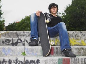 teenager with skateboard