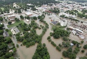 Floodwaters caused significant devastation across Texas. Much of the town of Gainesville was under water.
