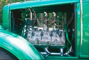 When The Grasshopper was restored,Motor City Flatheads shined up the old engine and replaced the transmission.