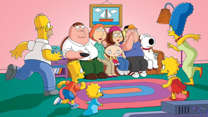 交叉集“Simpsons"和“家庭Guy"被称为“辛普森一家Guy"2014年9月28日,播出。狐狸通过盖蒂图片社”border=