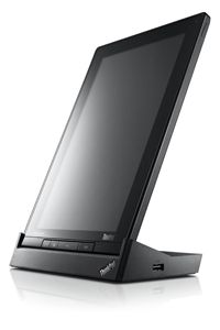 Lenovo Thinkpad tablet in stand, front view