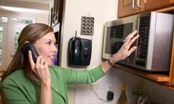 You can place a microwave on shelf space, freeing up more counter space.