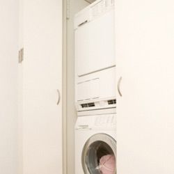 Keep the laundry flowing from top to bottom with a stackable washer-dryer combo.