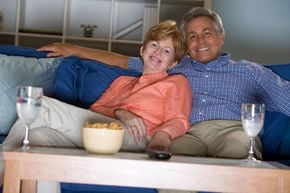 Older couple watching TV