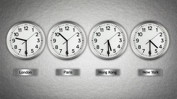 clocks at different time zones