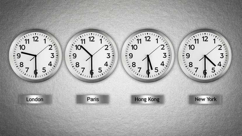 clocks at different time zones
