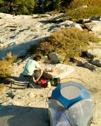 camper cooking at altitude