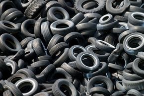 A pile of tires are seen at Kirby Tires outside of Sycamore, Ohio.