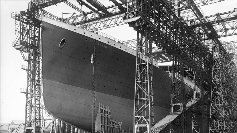 The Titanic is readied for launch in Belfast.