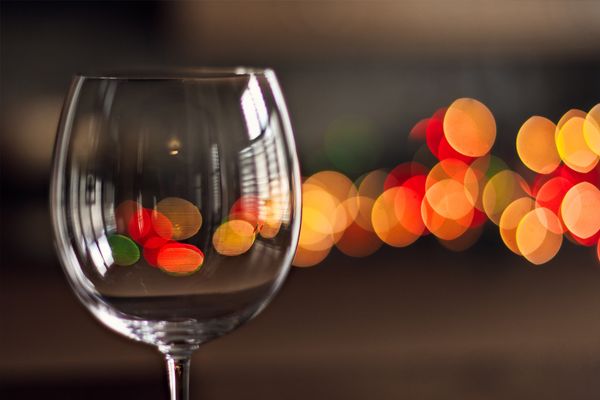 empty glass against blurred background