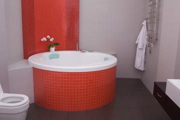 red bathroom