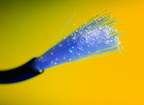 Fiber optic cable uses light to transmit data.